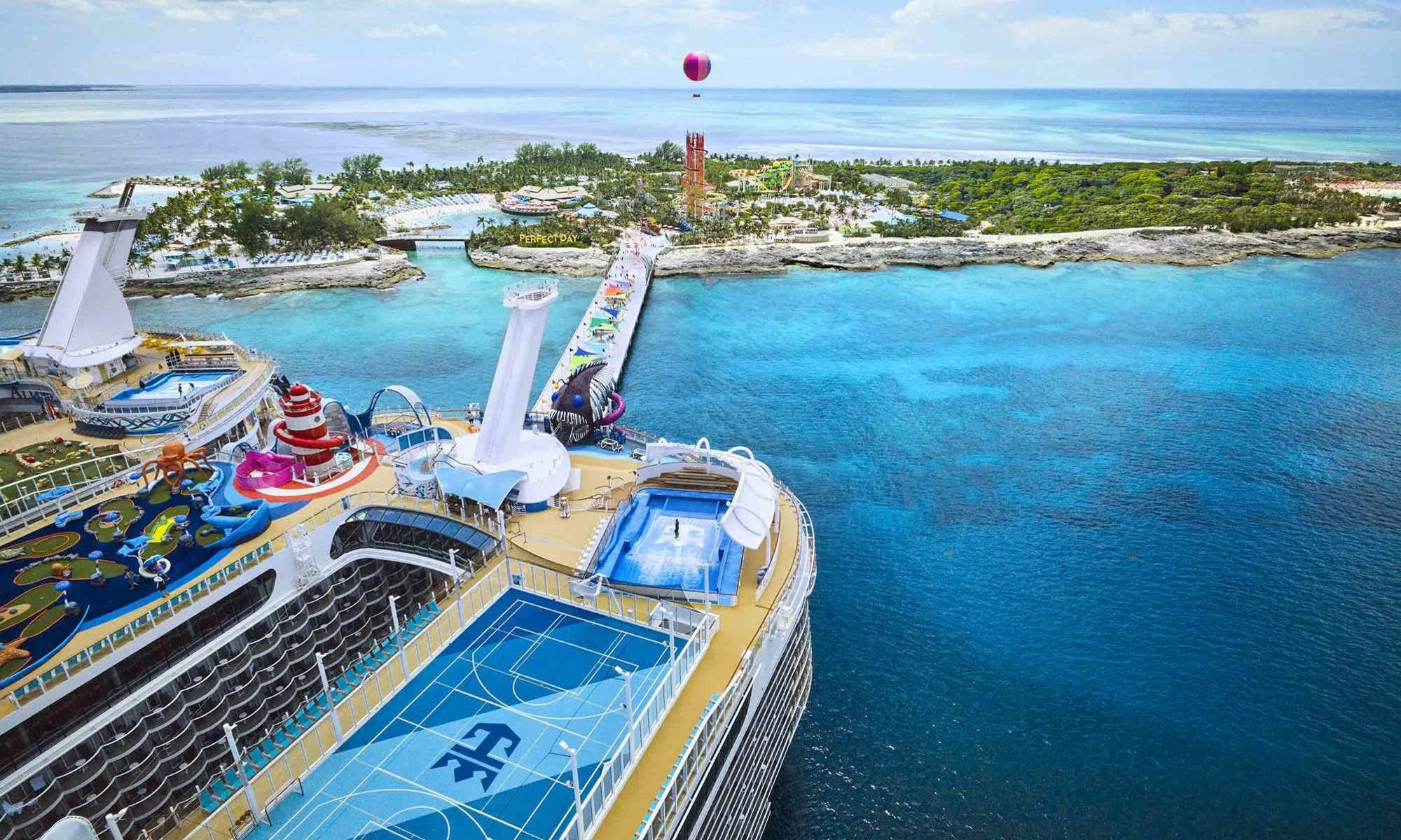 Utopia of the Seas docked at Perfect Day at CocoCay