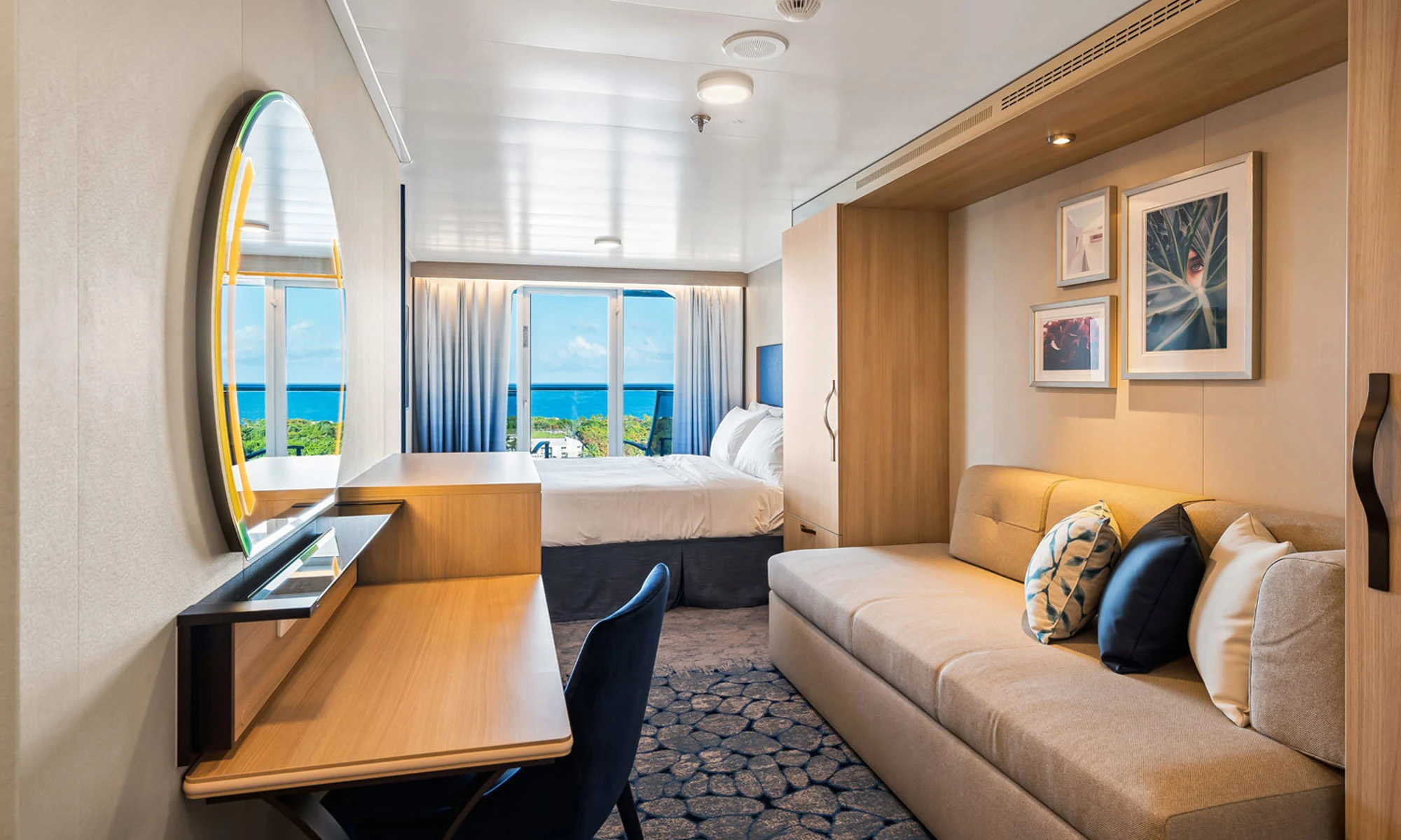 Ocean view stateroom with sitting area
