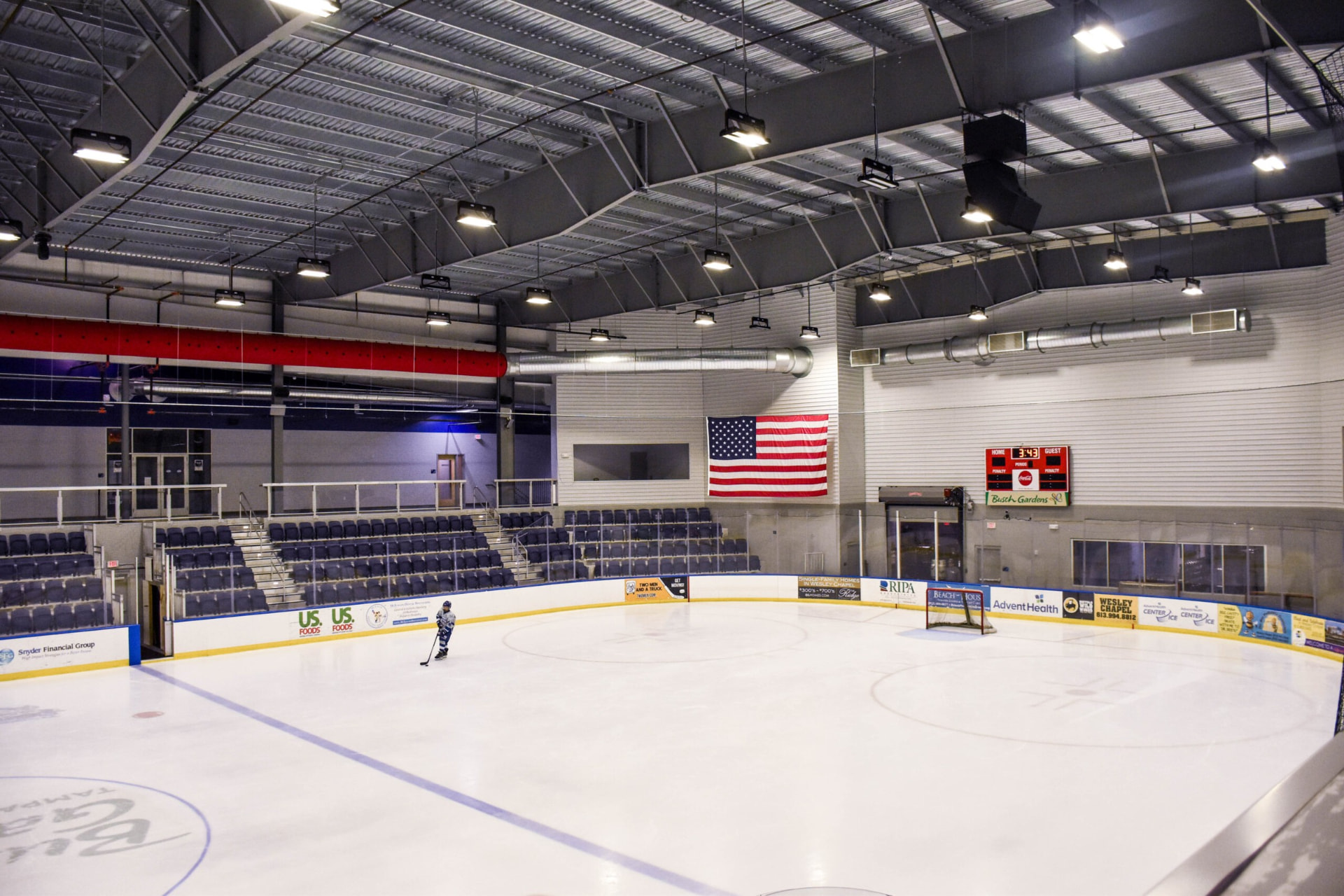 The ice rink at AdventHealth Center Ice in Wesley Chapel, Florida